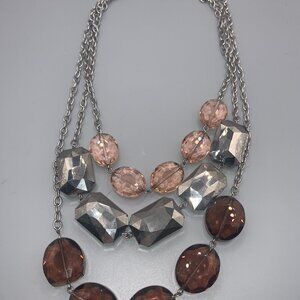 Chunky Faceted 3 Strand 22" Matinee Necklace